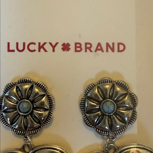 Lucky Brand Silver Heart Statement Earrings - Picture 5 of 8